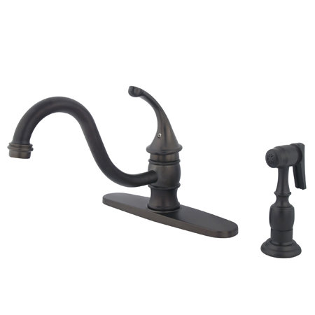 Kingston Brass Georgian Single-Handle Deck Mount Kitchen Faucet, Without Spray, Polished Brass