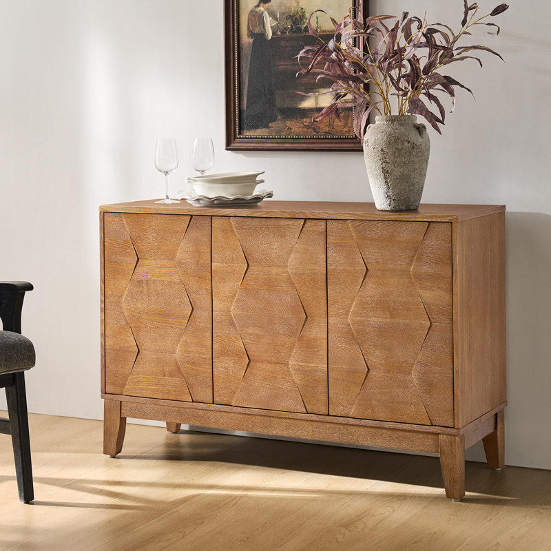Joyce 114.9cm W Modern 3-door storage Sideboard with Adjustable Shelves, Brown