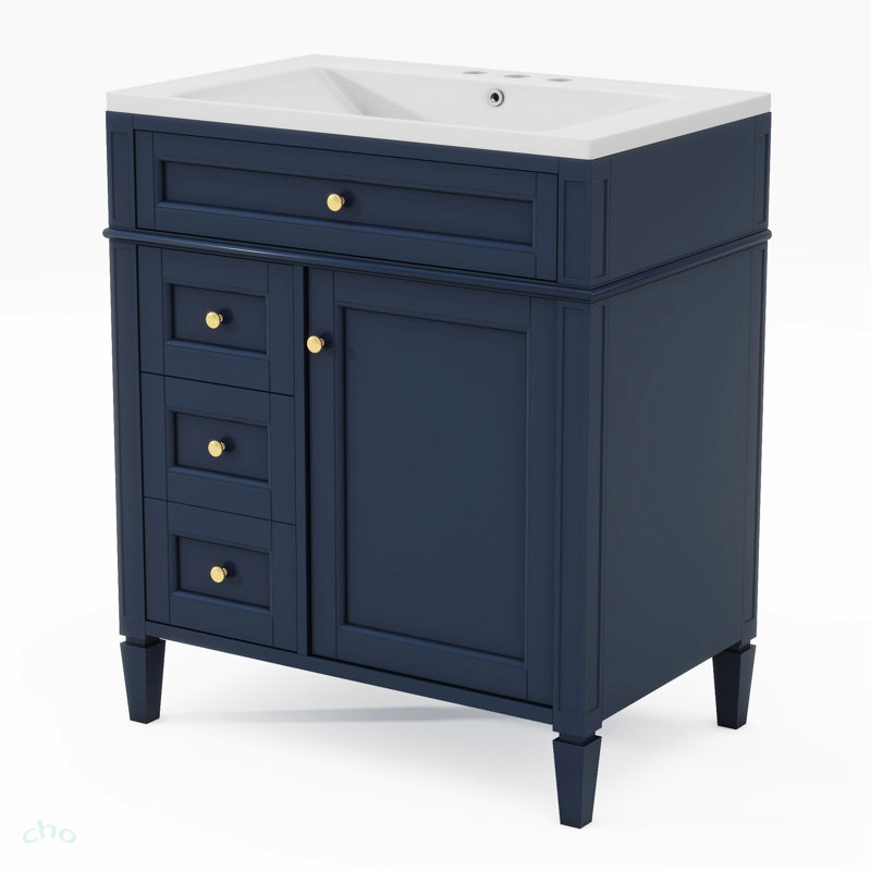 Meuble-lavabo de 30 po avec lavabo supérieur, Bleu