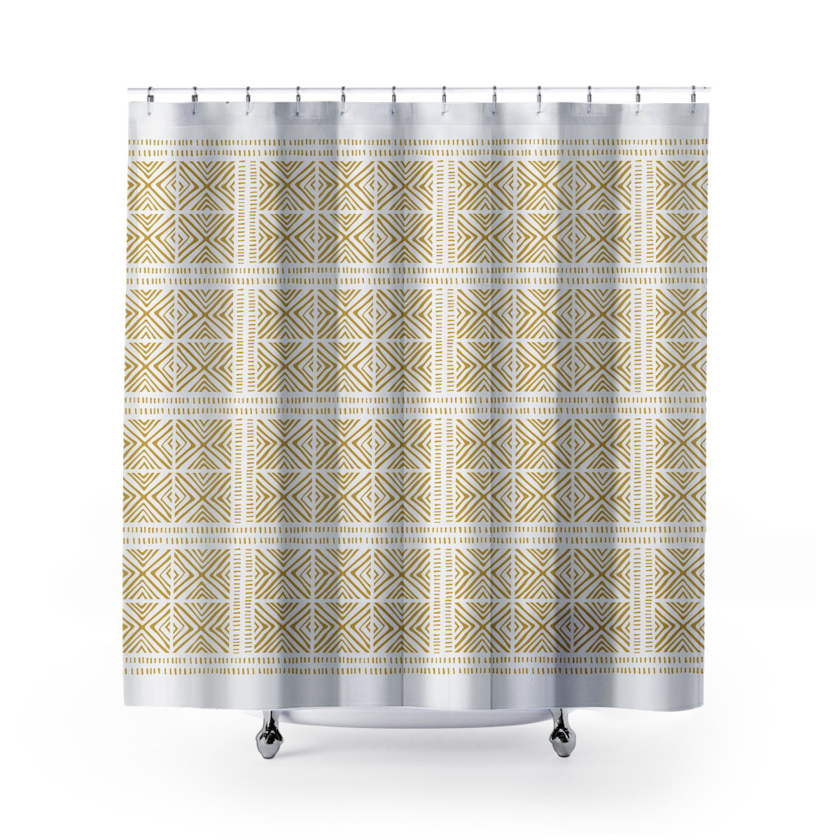 Thora Tribal Shower Curtain, ThoraTribal Mustard