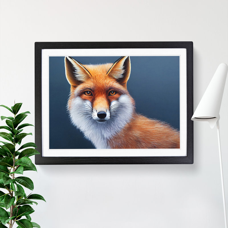 Electrifying Fox - Single Picture Frame Painting, Black , 25cm H x 34cm W x 2cm D
