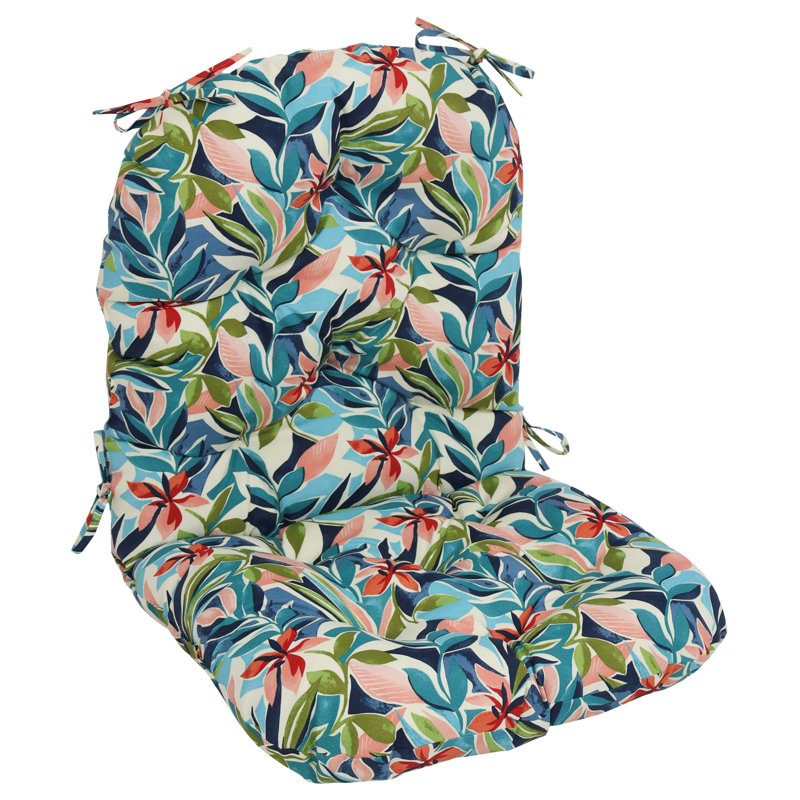 Outdoor 6'' Seat / Back Cushion, Ivory/Blue Floral