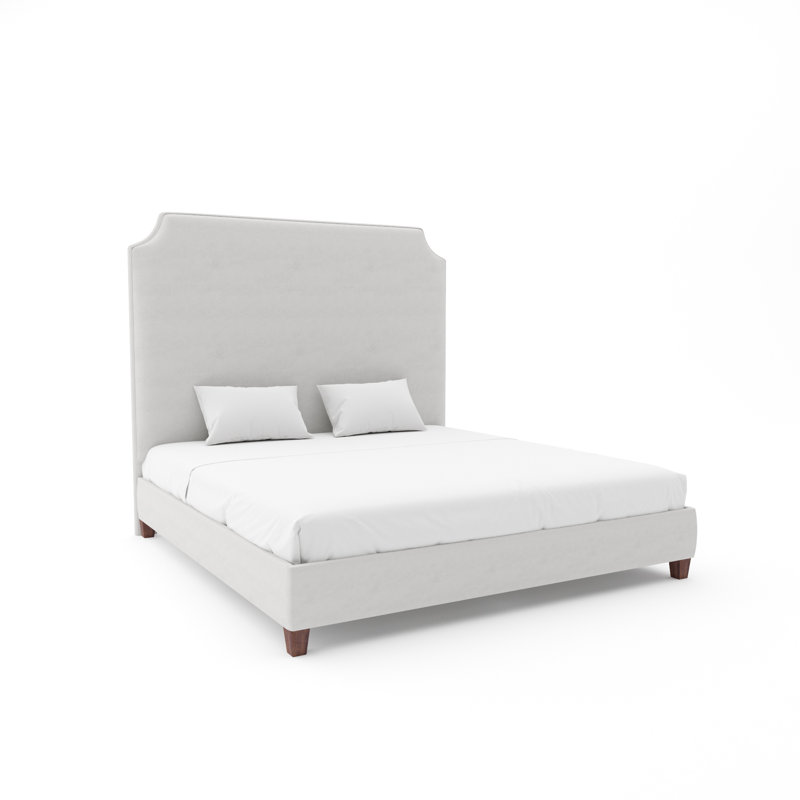 Caldwell Custom Upholstered Bed with 9" Rails, Queen, Espresso, Posh Life Performance Velvet Dove