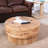 30.3" Wood Round Coffee Table With Openable Tabletop