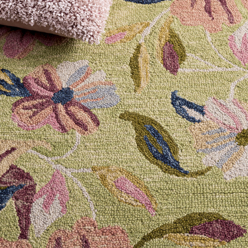 Jardin Hand Tufted Wool; Cotton Floral Indoor Rug, Square 6'