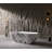 67" Freestanding Fluted Solid Surface Bathtub with Ink Marble Finish, Ergonomic Soaking Tub with Vertical Groove Design