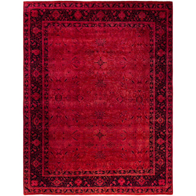Overdyed Hand-Knotted Wool Modern-Contemporary Pink Area Rug 9' 3" x 11' 10"