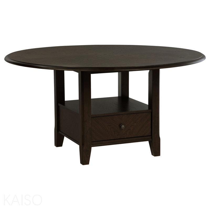 Dark Cocoa Round Dining Table With Drawer