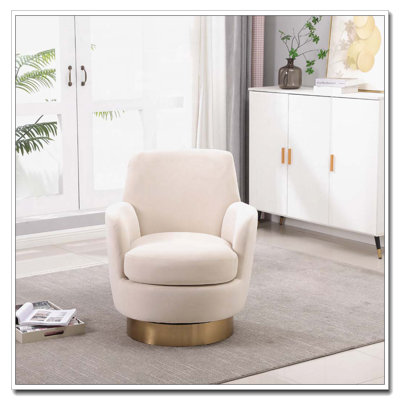 Swivel Barrel Chair with Gold Stainless Steel Base