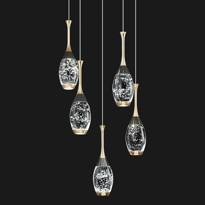 Luminaire suspendu en cristal Illona Mini, 5 lumières