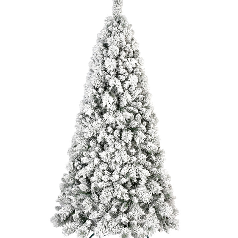Arbre floqué réaliste de 5 pi avec 518 pointes et branches d'aiguilles dures, cadre à charnières facile à installer pour les galeries d'art, support en métal massif, décorations de Noël pour assembler les bibliothèques d'installation, décoration