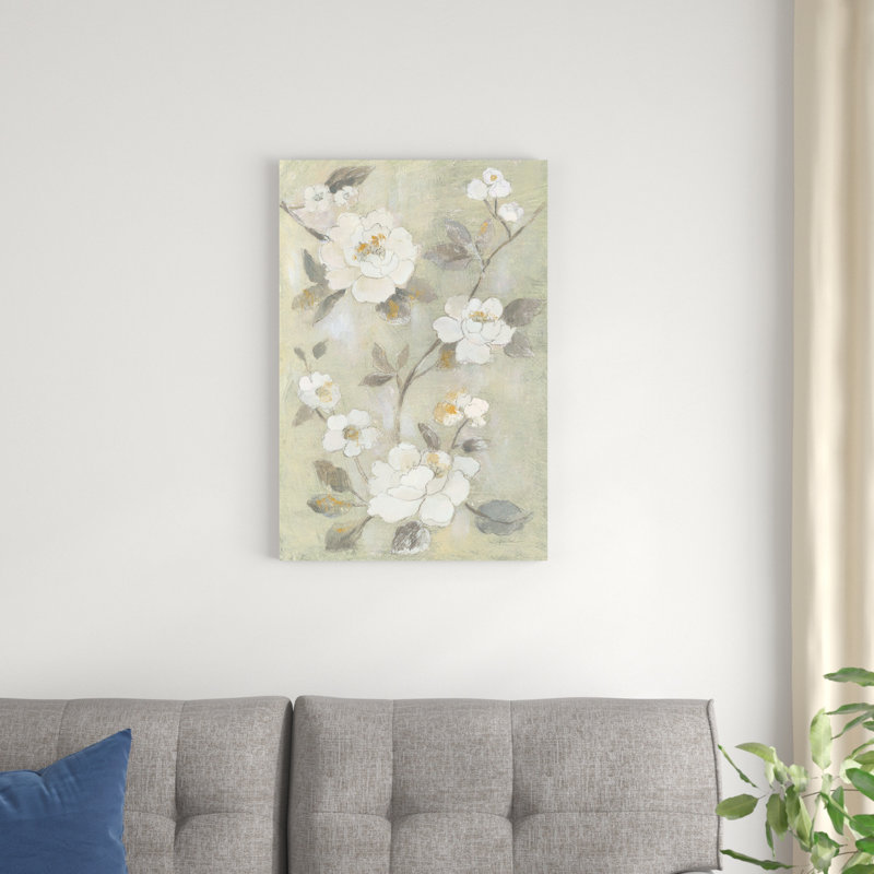 Fleurs de printemps romantiques I - blanc, H 20 po x l 30 po x P 1,25 po
