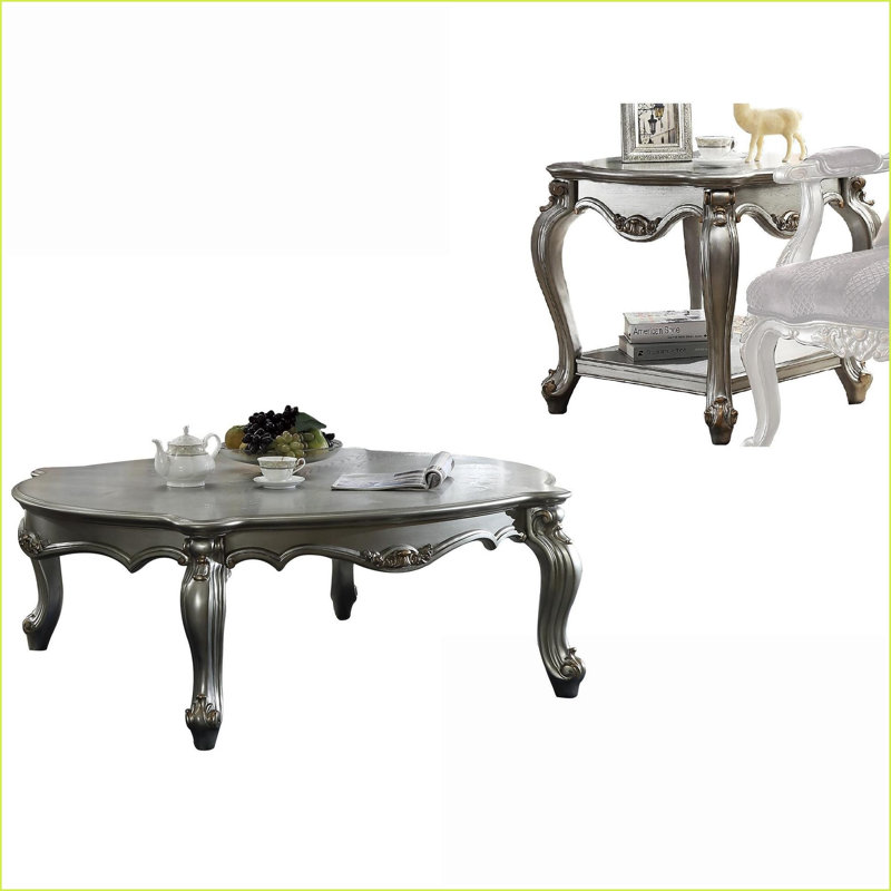 Table basse carrée antique avec tablette rectangulaire et amp; Rangement supplémentaire pour le salon