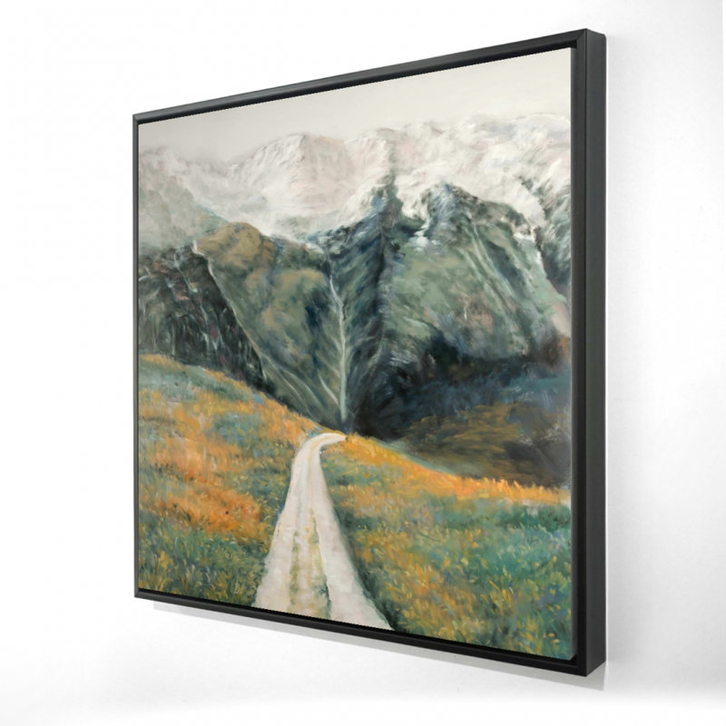 Paysage montagneux sur toile | Décoration de chambre contemporaine, H 25,25 po x l 25,25 po