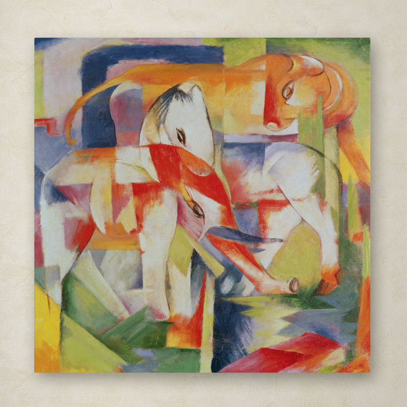 «Elephant Horse and Cow», reproduction d'art sur toile tendue, H 14 po x l 14 po x P 2 po