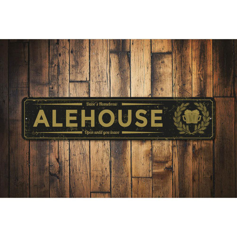 Enseigne métallique Alehouse, H 4 po x l 18 po x P 0,04 po