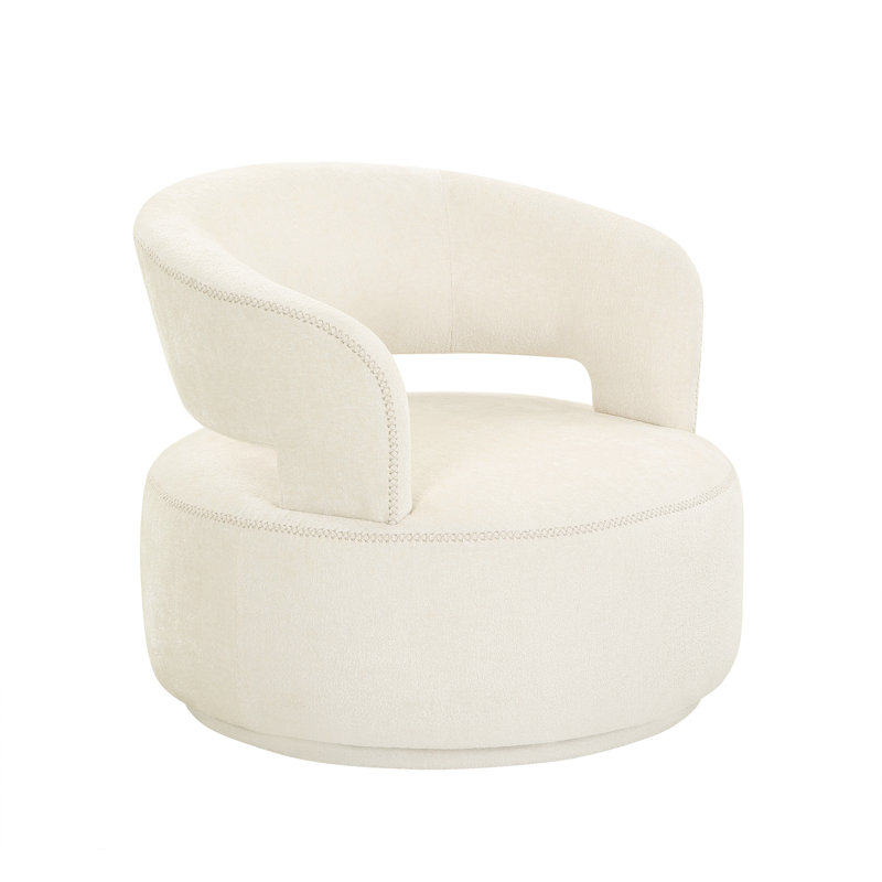 Piagia Upholstered Swivel Barrel Chair, Beige