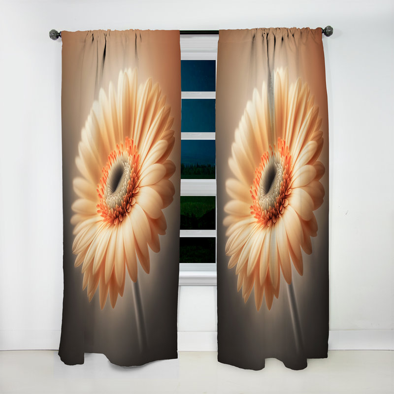Cassian - fleur orange Gerbera II - rideau en velours traditionnel - obscurcissant - 1 panneau, L 52 po x L 63 po