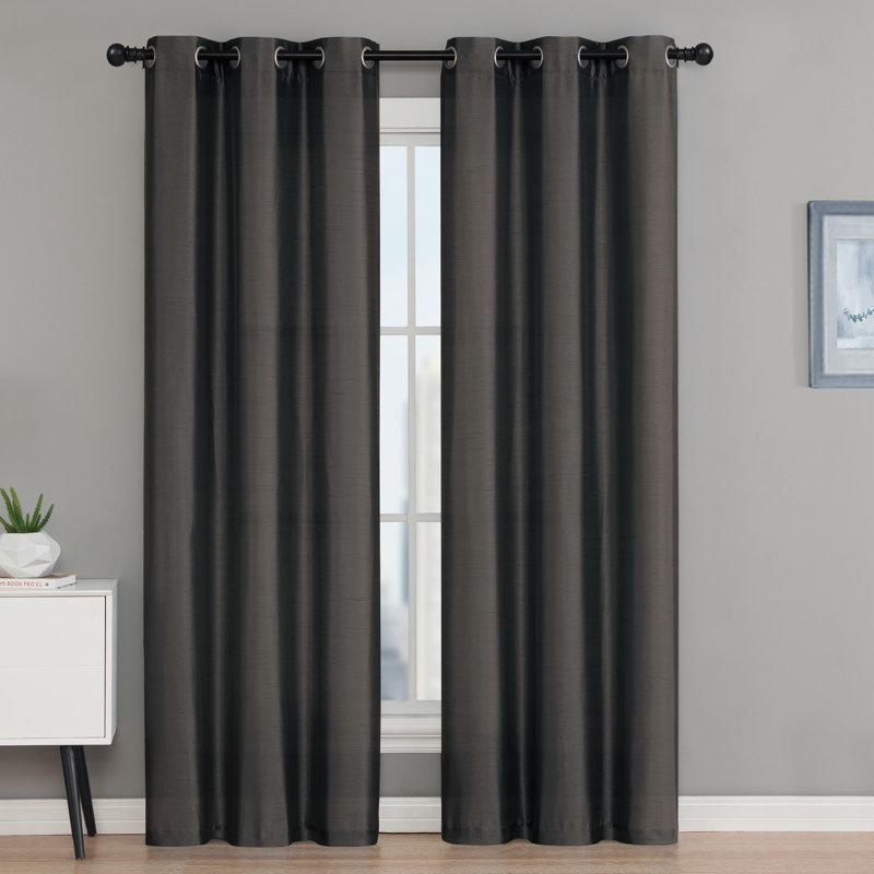 Middleburgh Outdoor Semi Sheer Curtain Pair, Black, 38" W x 84" L