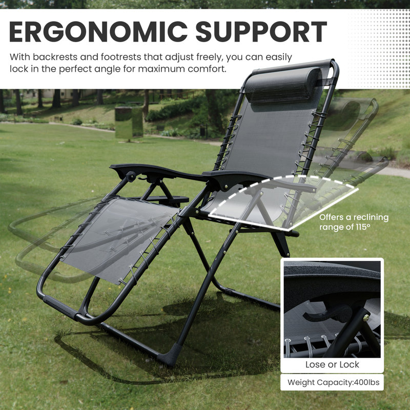Folding Beach Chair, Grey