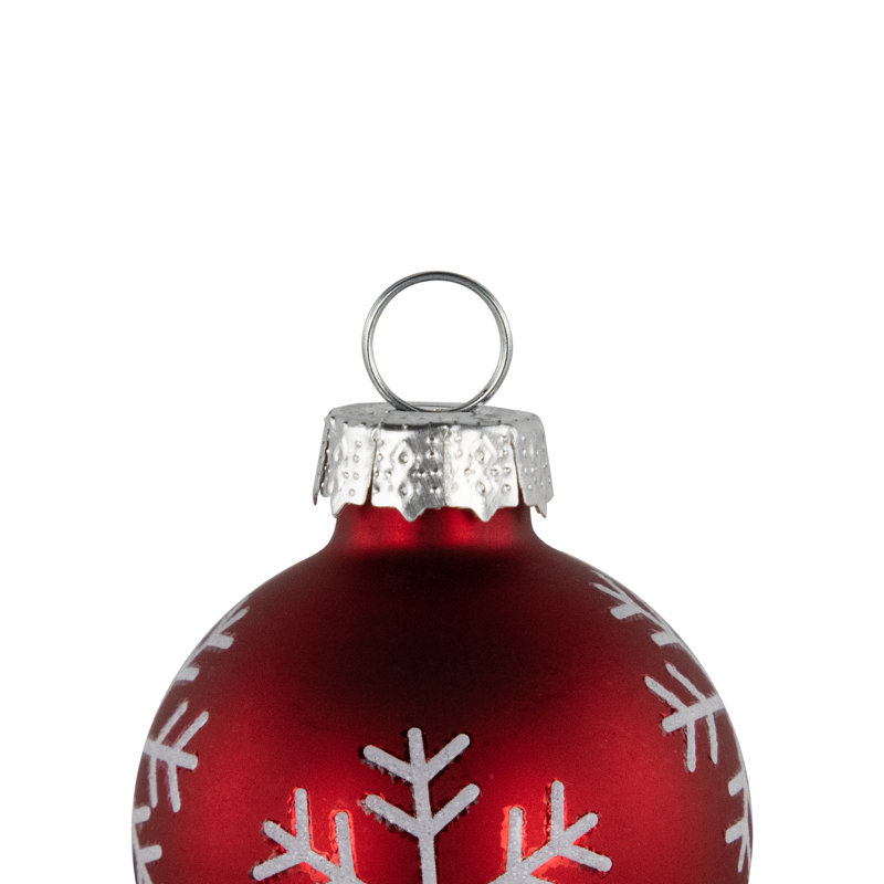Christmas Glass Ball Ornament With Snowflake Place Card Holders - 2" - Red - Set Of 6