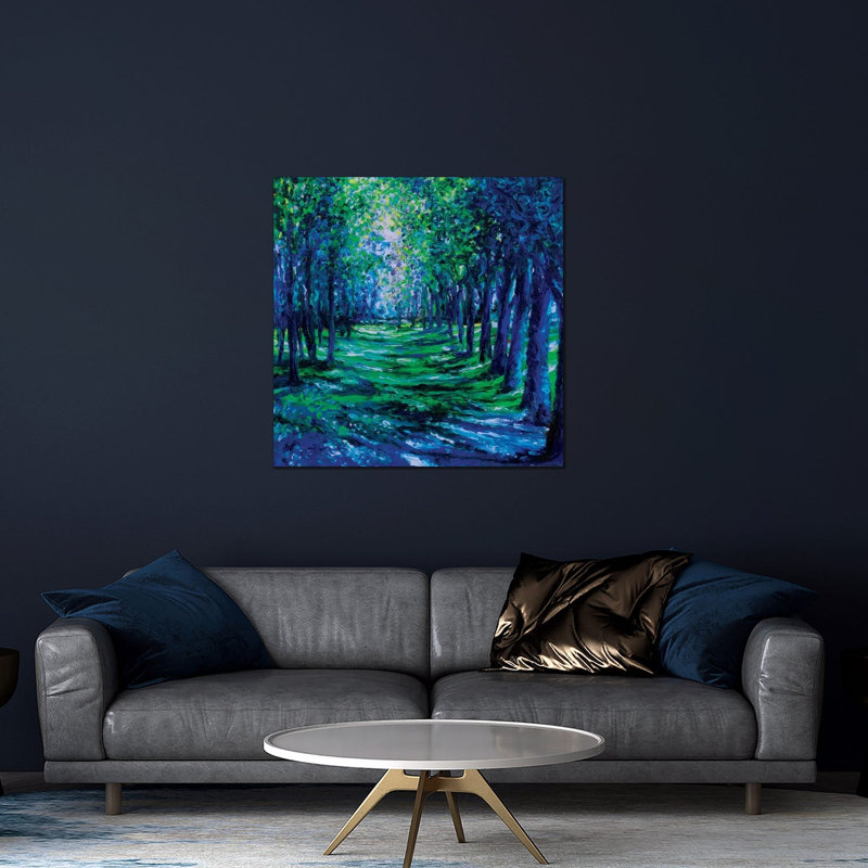 " Blue Evergreens " by Iris Scott, 24" H x 24" W x 0.25" D
