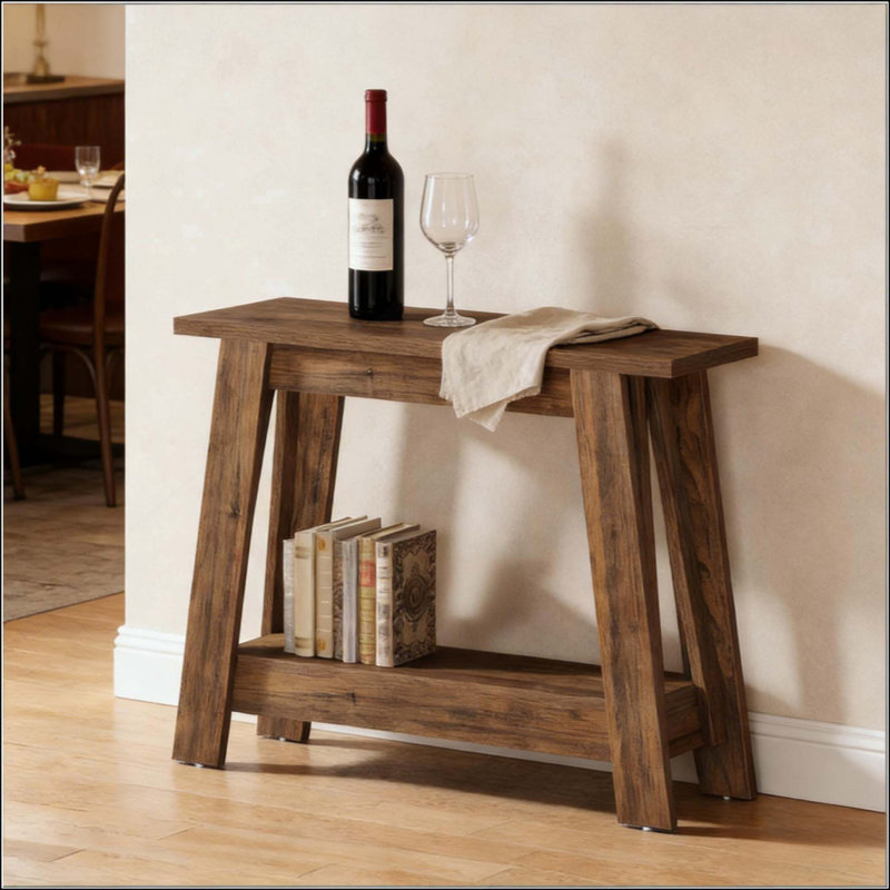 Rustic Console Table,2-Tier Entryway Table,Narrow Sofa Table