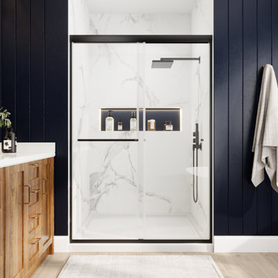 44-48 in.W x 70 in.H Semi-Frameless Sliding Shower Door Clear SGCC Tempered Glass.