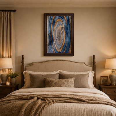 «Blue and Orange Tree Rings Cross Section», art mural