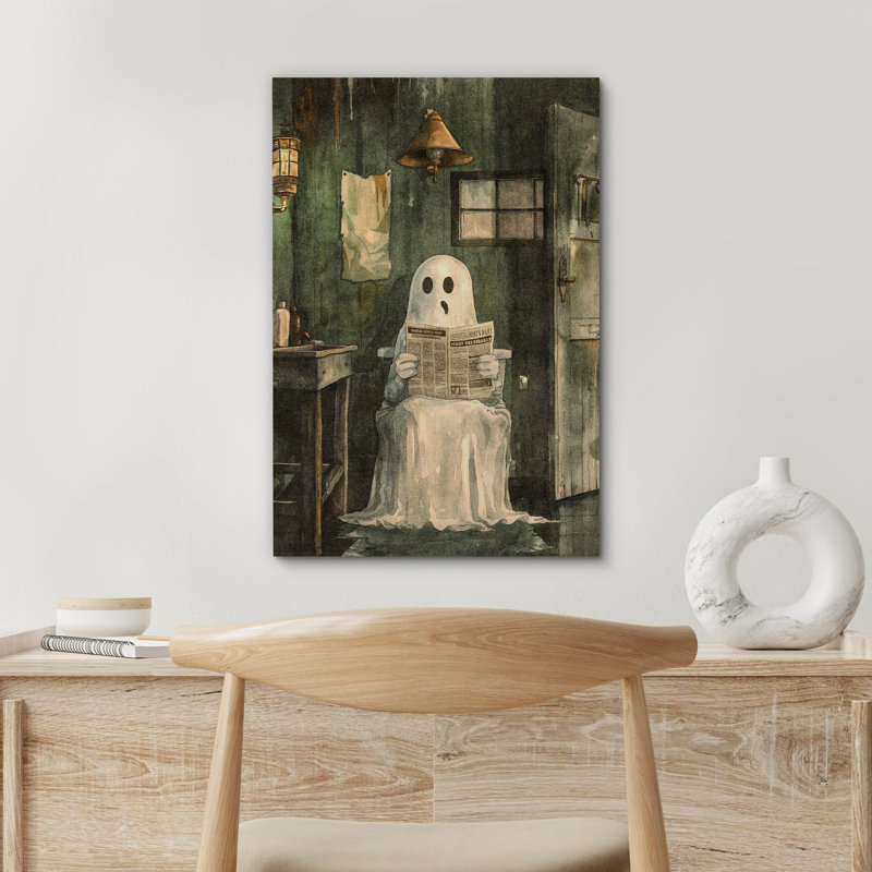 Quotidien de Ghost, photos murales de salle de bain Moody, décor d'art humoristique gothique, H 18 po x l 12 po, Toile tendue