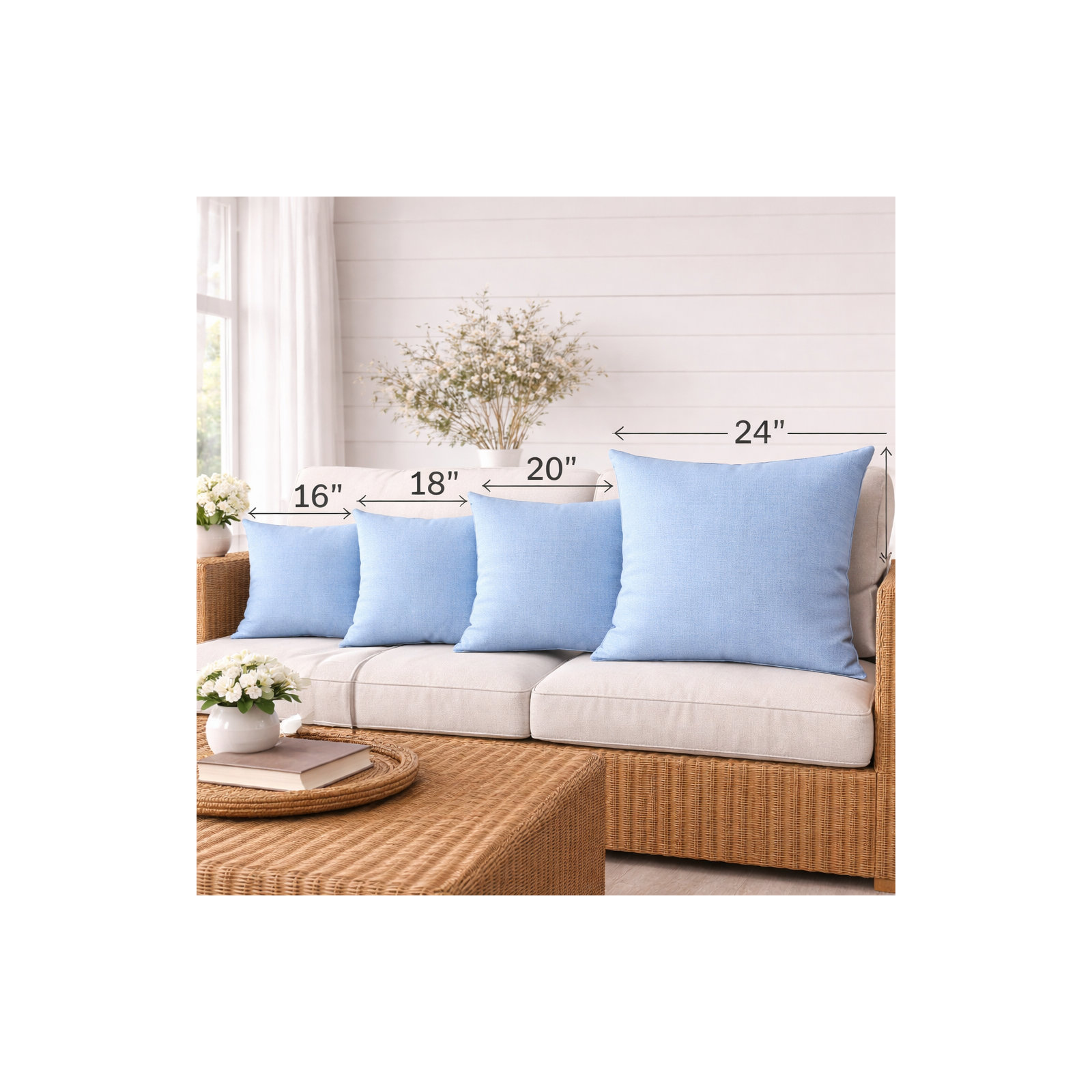 Indoor/Outdoor Throw Pillow, Square 24", Canvas Tangerine Sunbrella® Canvas