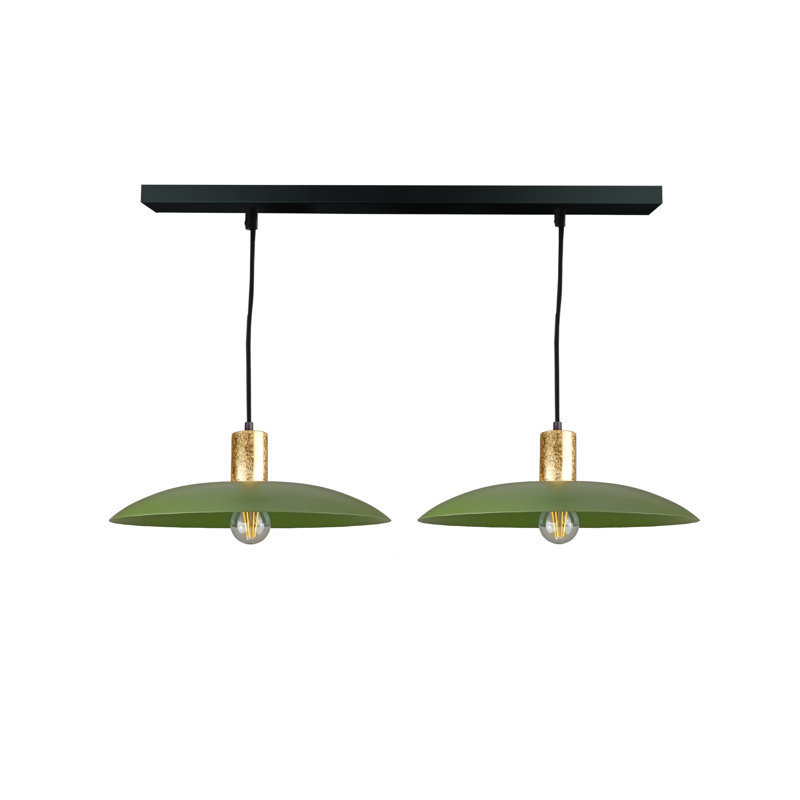 2 - Light Matte Black Dome Pendant, Gold/Khaki