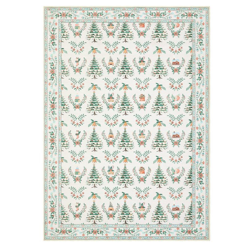 Tapis de Noël, motif de sapin festif, lavable, antidérapant, à poils courts, idéal pour le salon, la chambre ou l'entrée.