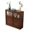 Buffet décoratif Mid-Century en bois d'hévéa et en verre