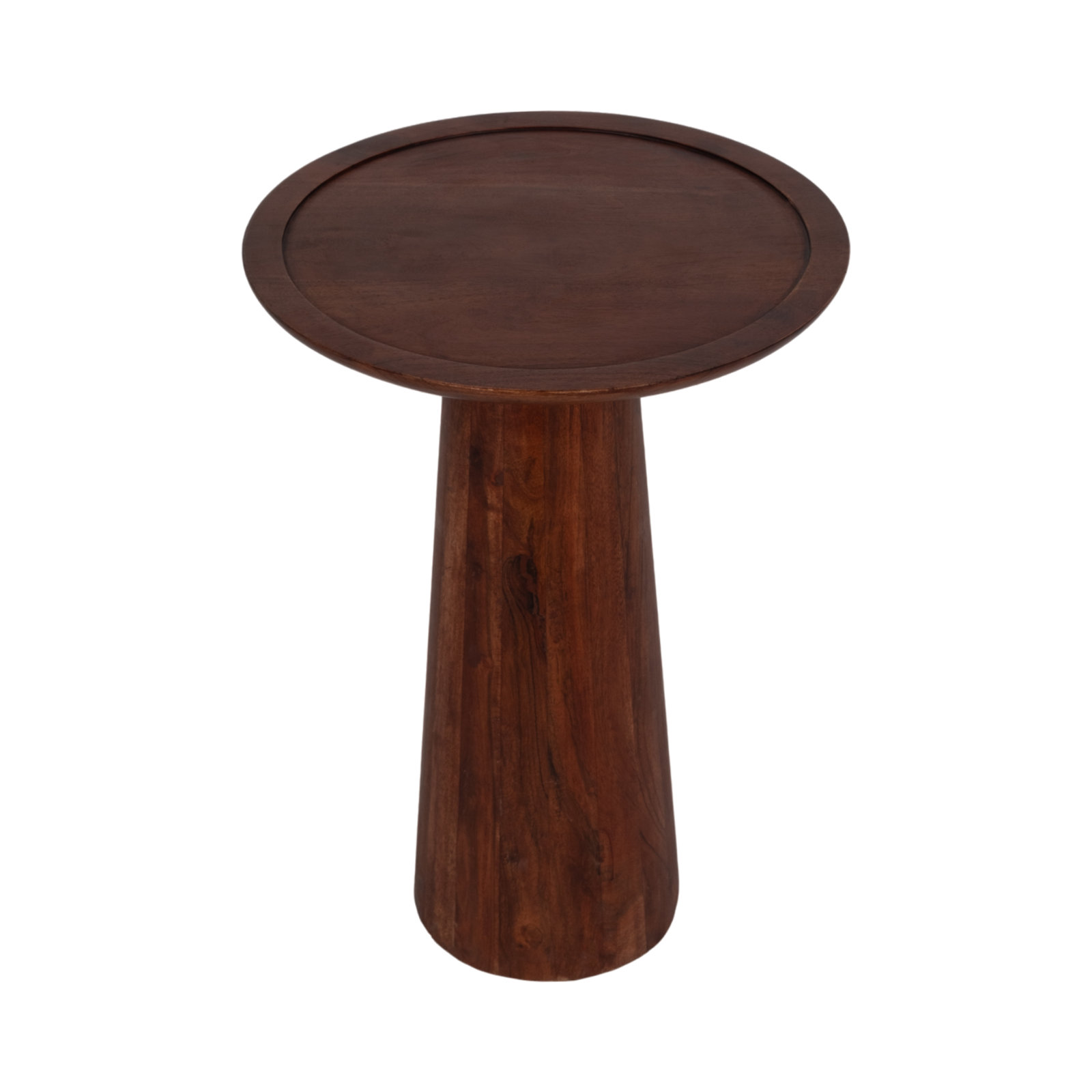 23"H Acacia Wood Pillar Shaped Pedestal Abstract Side Table in Light Brown Finish - 16" x 16" x 23"