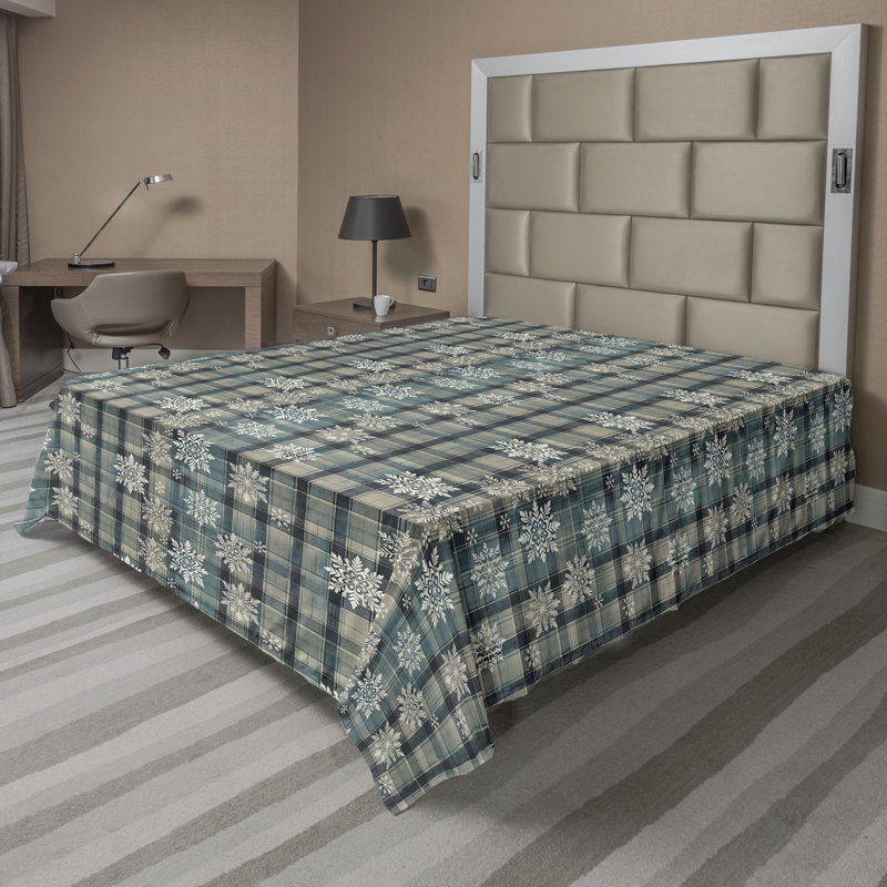 Drap plat moderne de style bohème Ambesonne, Drap plat de taille très grand, Carreauté bleu cadet / vert pâle