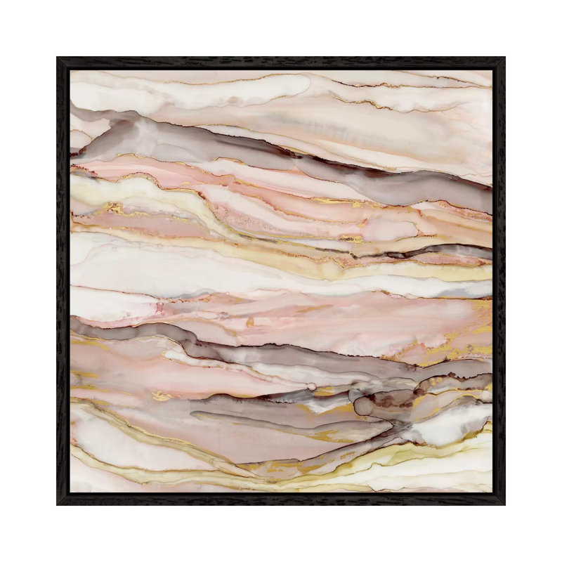 Graceful Marble II 1 Piece Wall Art on Canvas, 93.98 cm H x 93.98 cm W, Black Framed