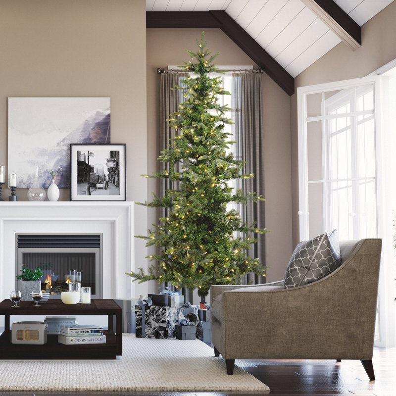 7' H Lighted Artificial Pine Christmas Tree