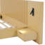 Lit plateforme Arwyn avec tables de chevet intégrées, lampes de lecture et tête de lit à lattes verticale pour la chambre à coucher-131382278