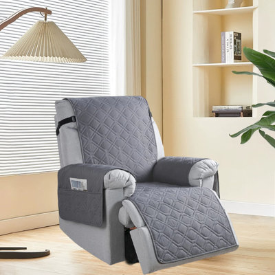 Recliner Cover, Waterproof Recliner Chair Covers With Elastic Straps & Pocket, Non-Slip Washable Slipcover For Pets