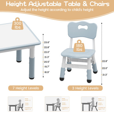 Ensemble de table pour enfants et 4 chaises avec boîte de rangement, ensemble de table pour tout-petits à hauteur réglable et chaises pour enfants de 2 à 10 ans, bureau Graffiti, pieds antidérapants, table d'activités pour enfants en garderie