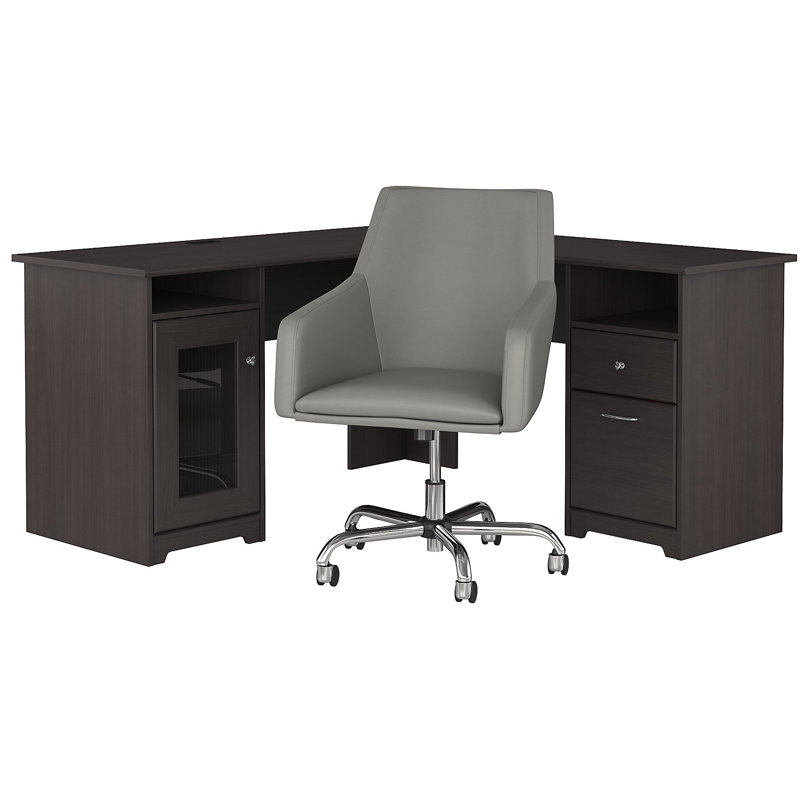Shelonda L-Shaped Computer Desk, Heather Gray