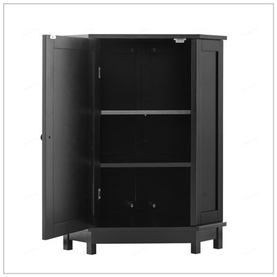 Bathroom Cabinet Triangle Corner Storage with Adjustable Shelves, Modern MDF Board Design for Efficient Space Utilization