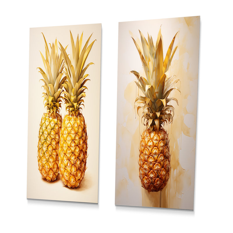 Pinapple Golden Grove - ensemble de 2 ananas en métal, H 28 po x l 24 po