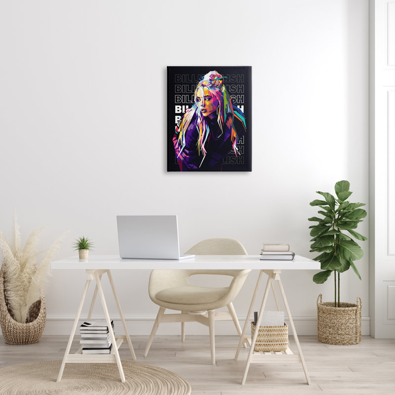 Personnage célèbre Billie Eilish, H 30 po x l 24 po x P 1,5 po, Toile tendue