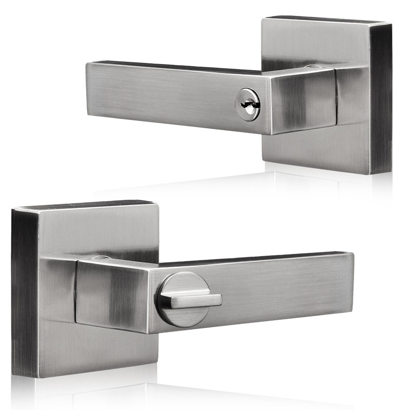 XFORT Quad Entrance Knob Set, Door Knob with Lock for Internal Wooden Doors, Complete Set with Tubular Latch and 3 Keys