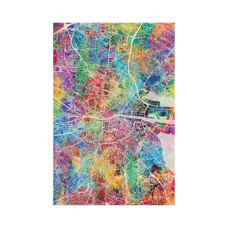 Dublin Ireland City Map I by Michael Tompsett - Wrapped Canvas Gallery-Wrapped Canvas Giclée