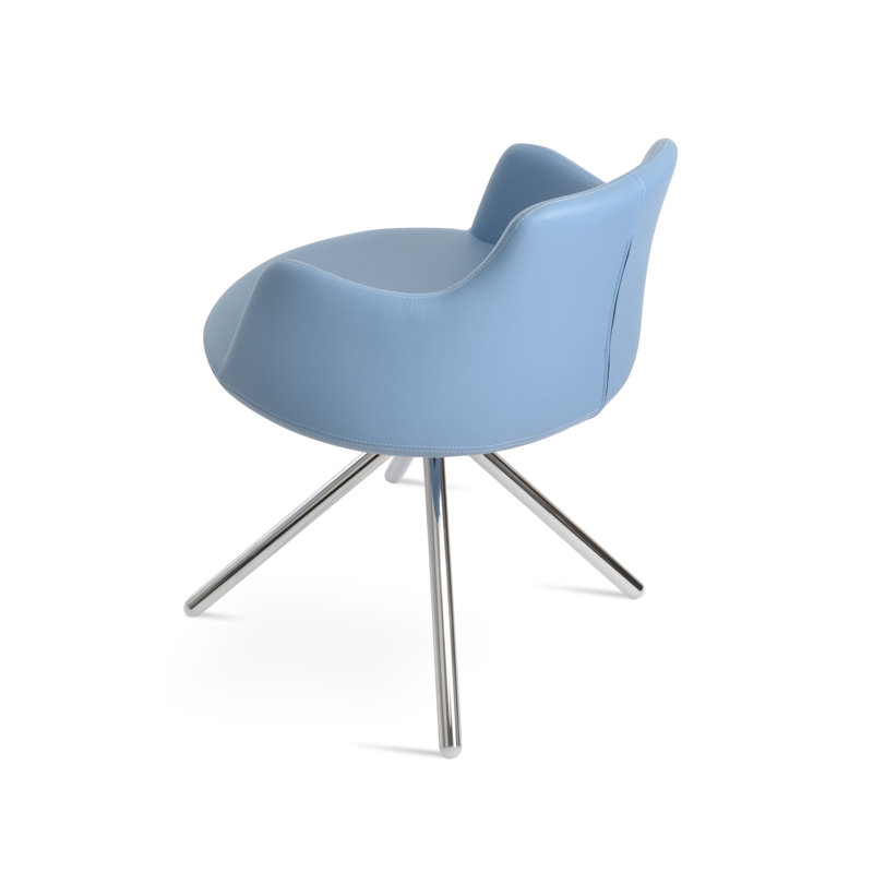 Chaise avec accoudoirs Dervish, Bleu, Chrome