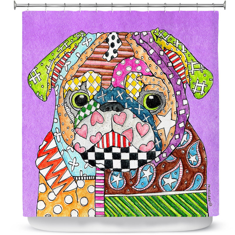 Rideau de douche simple Pug, Mauve