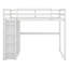 Lit mezzanine double avec lumière DEL, cadre de lit mezzanine en bois avec tablettes de rangement et garde-robe-412329318